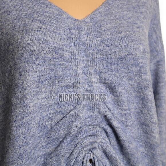 Ruched Drawstring V-Neck Pullover Coastal Granddaughter Blue Sweater Size M - Picture 3 of 10